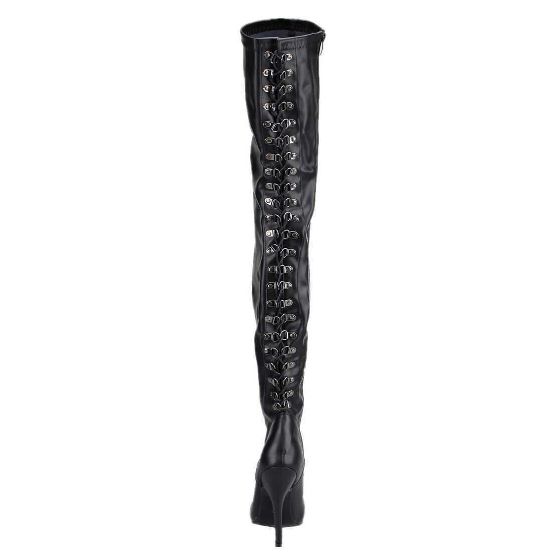Leather over-the-knee boots, black