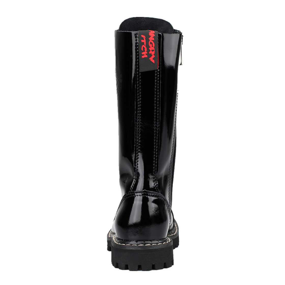 Angry Itch 14-Loch Lackleder Stiefel, schwarz