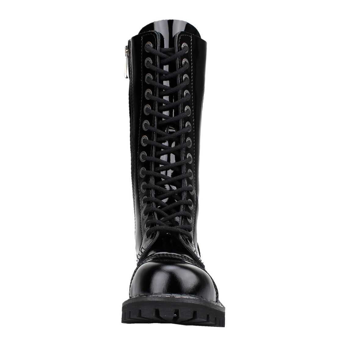 Angry Itch 14-Loch Lackleder Stiefel, schwarz