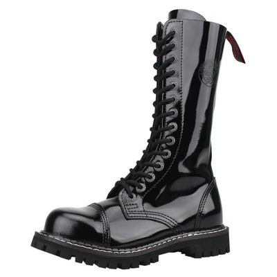 Angry Itch 14-Loch Lackleder Stiefel, schwarz