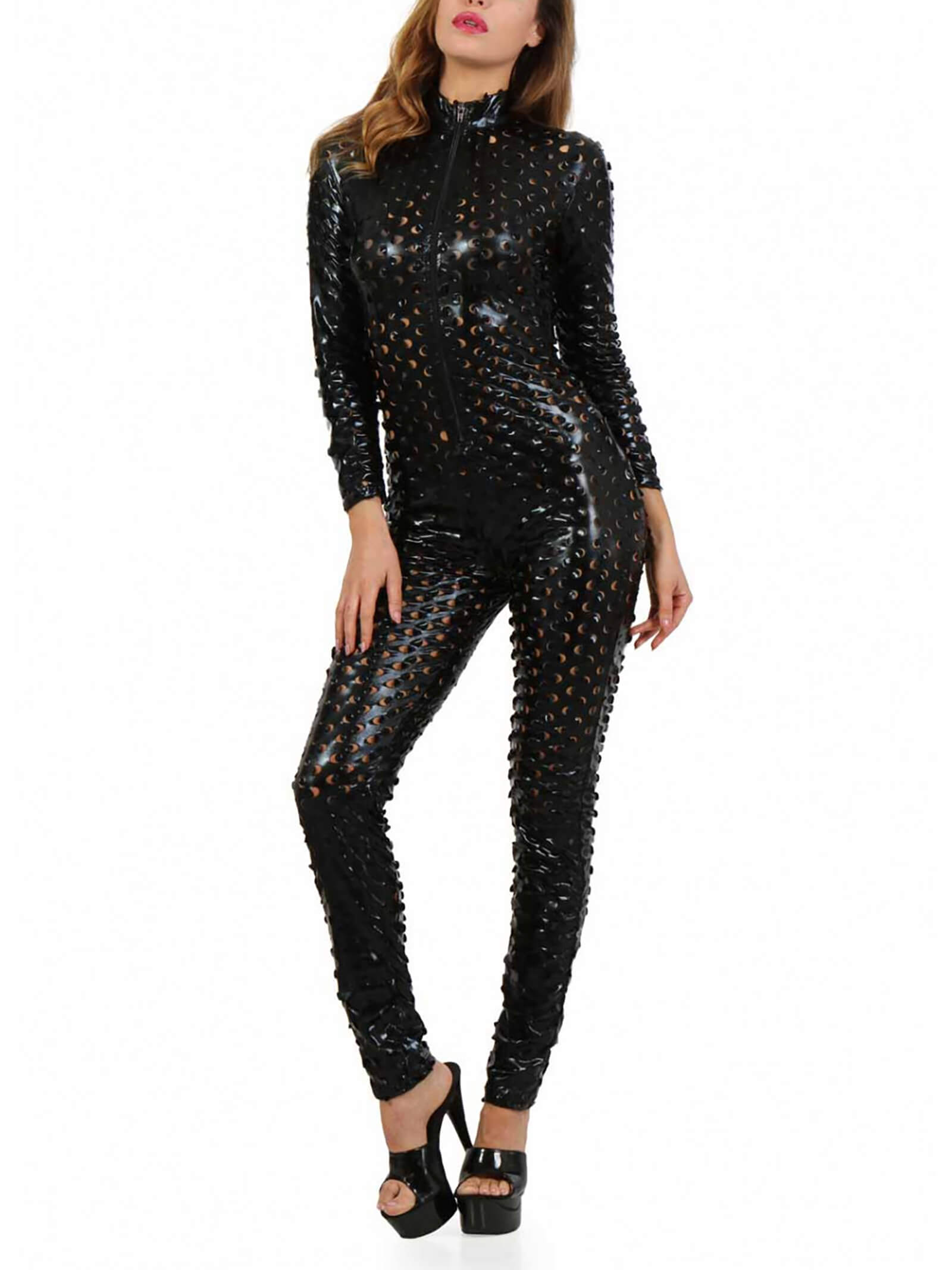 Black mesh jumpsuit