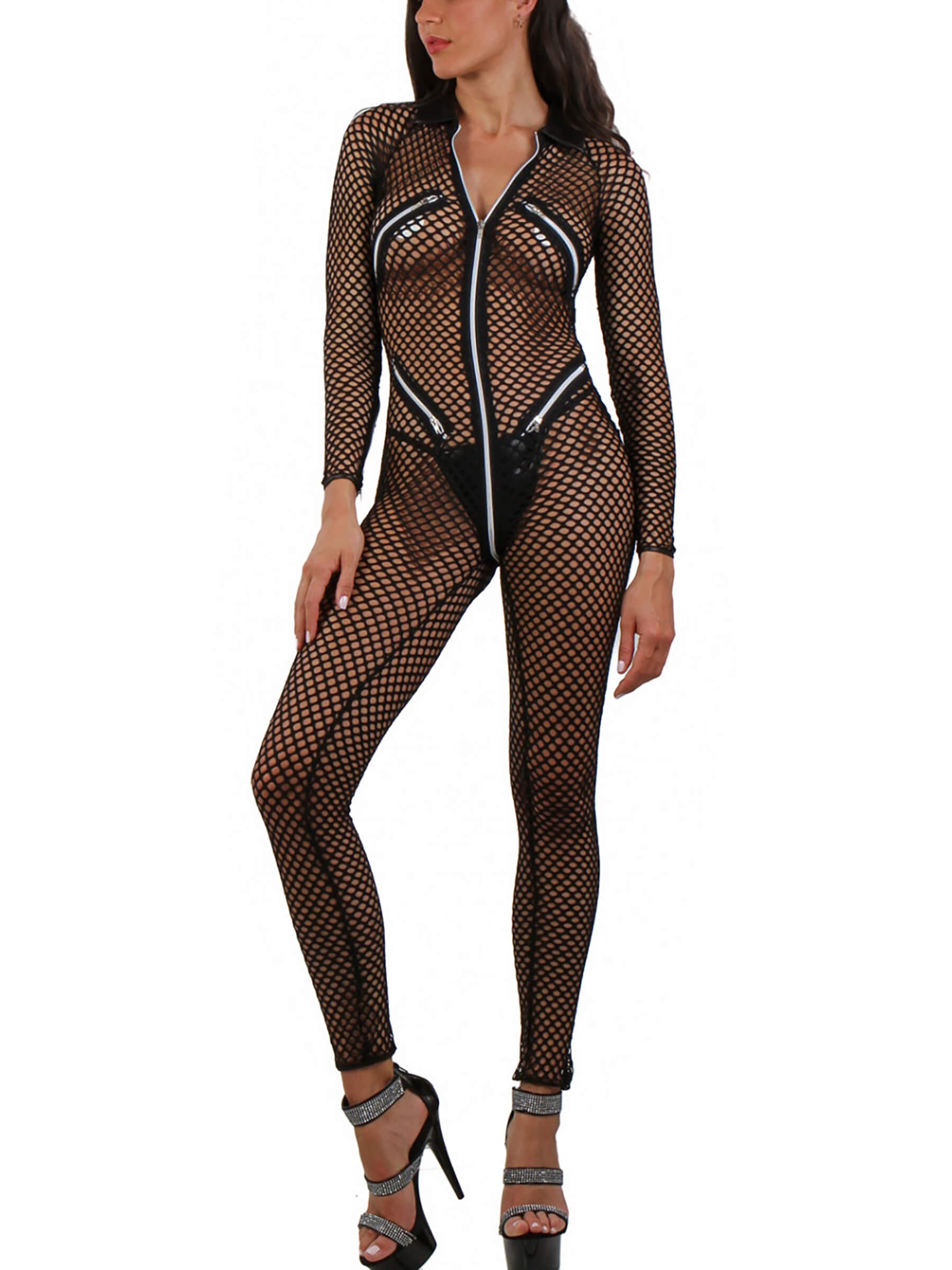 Schwarzer Netz Overall