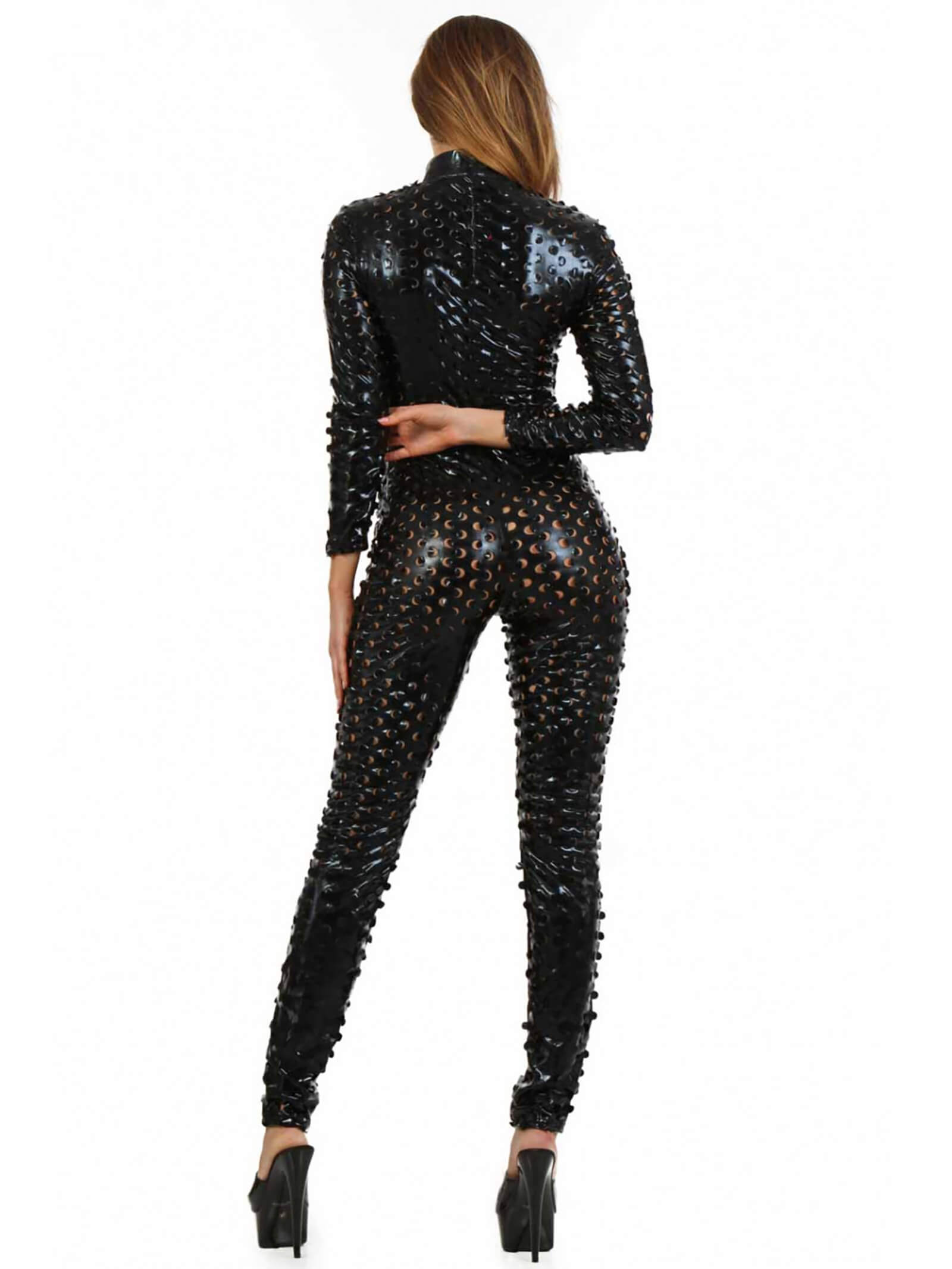Black mesh jumpsuit
