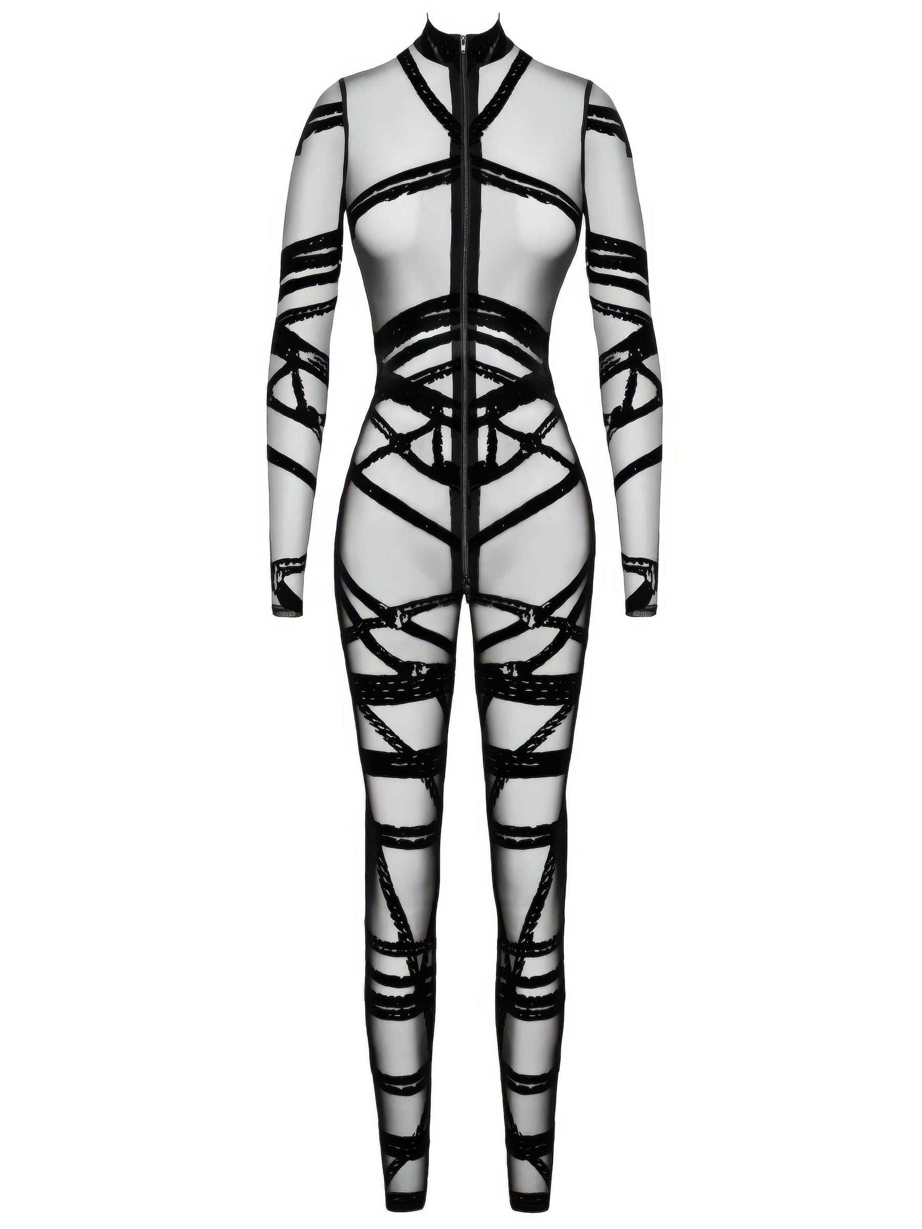 Schwarzer Bondesque Catsuit