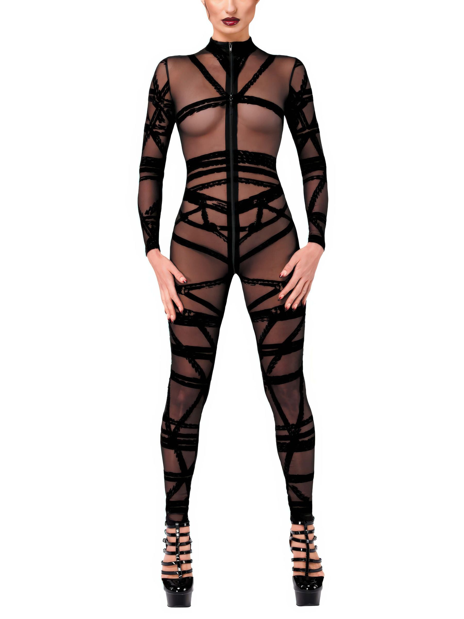 Schwarzer Bondesque Catsuit