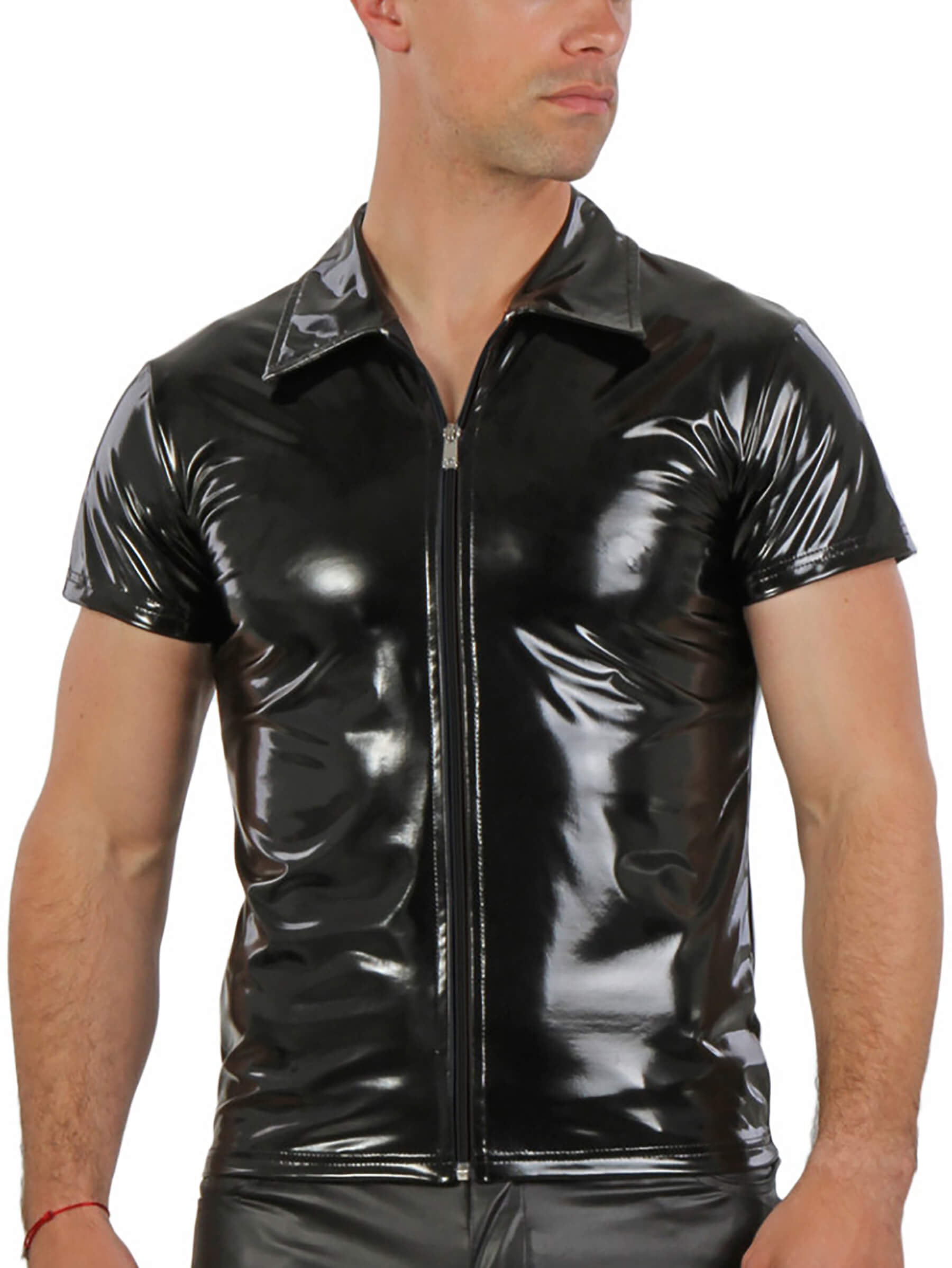 Herren Lackshirt m. Zipper