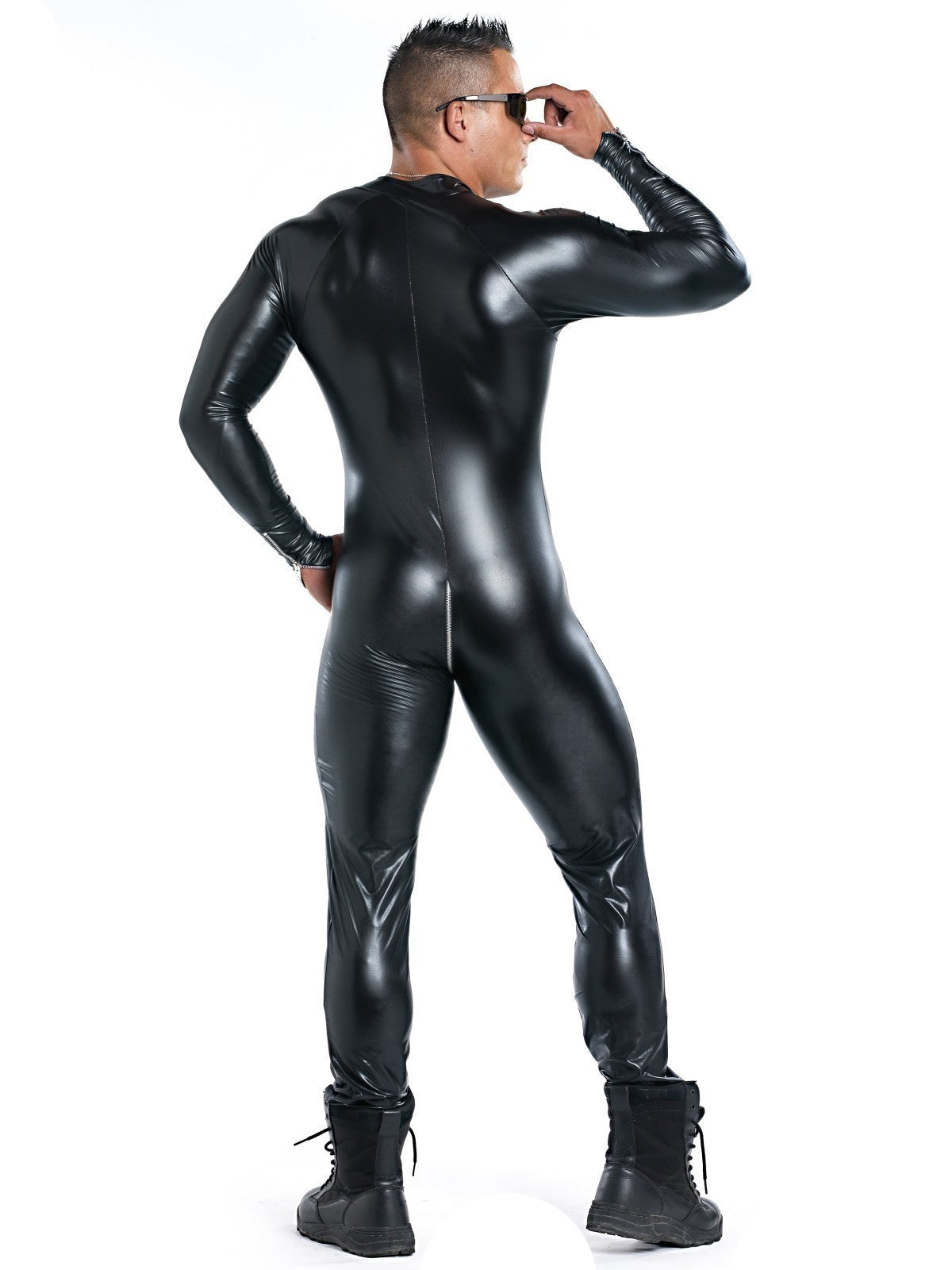 Patrice Catanzaro C05501 - Herren Kunstleder Wetlook Overall - Lackanzug Schwarz Herren Wetlook Leder Overall Herrenoverall Kunstleder Catsuit