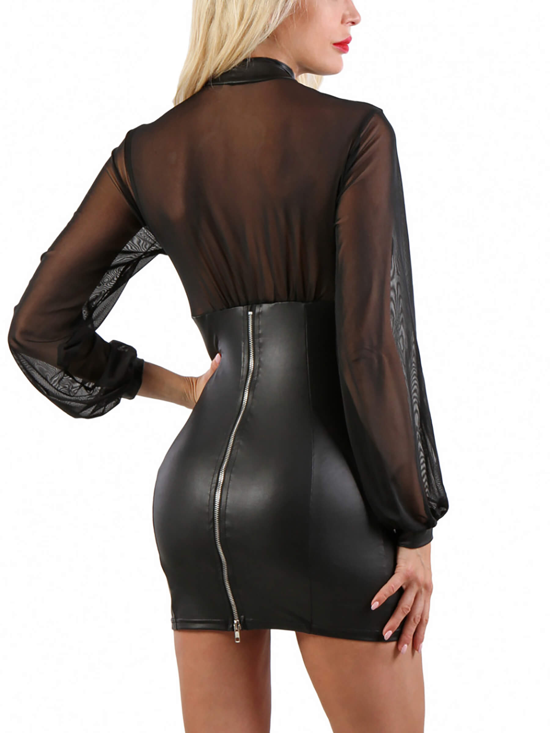 Langarm Wetlook Kleid