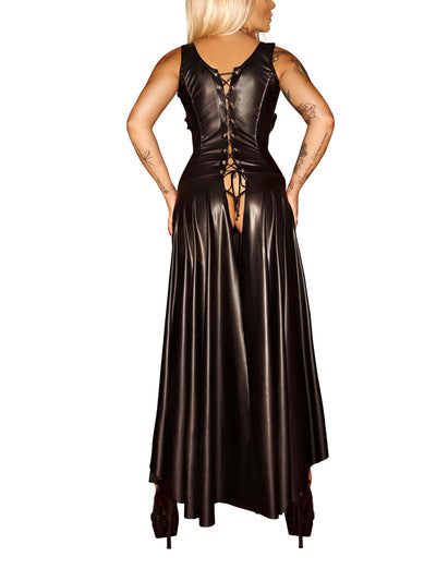 Langes Wetlook Kleid der O
