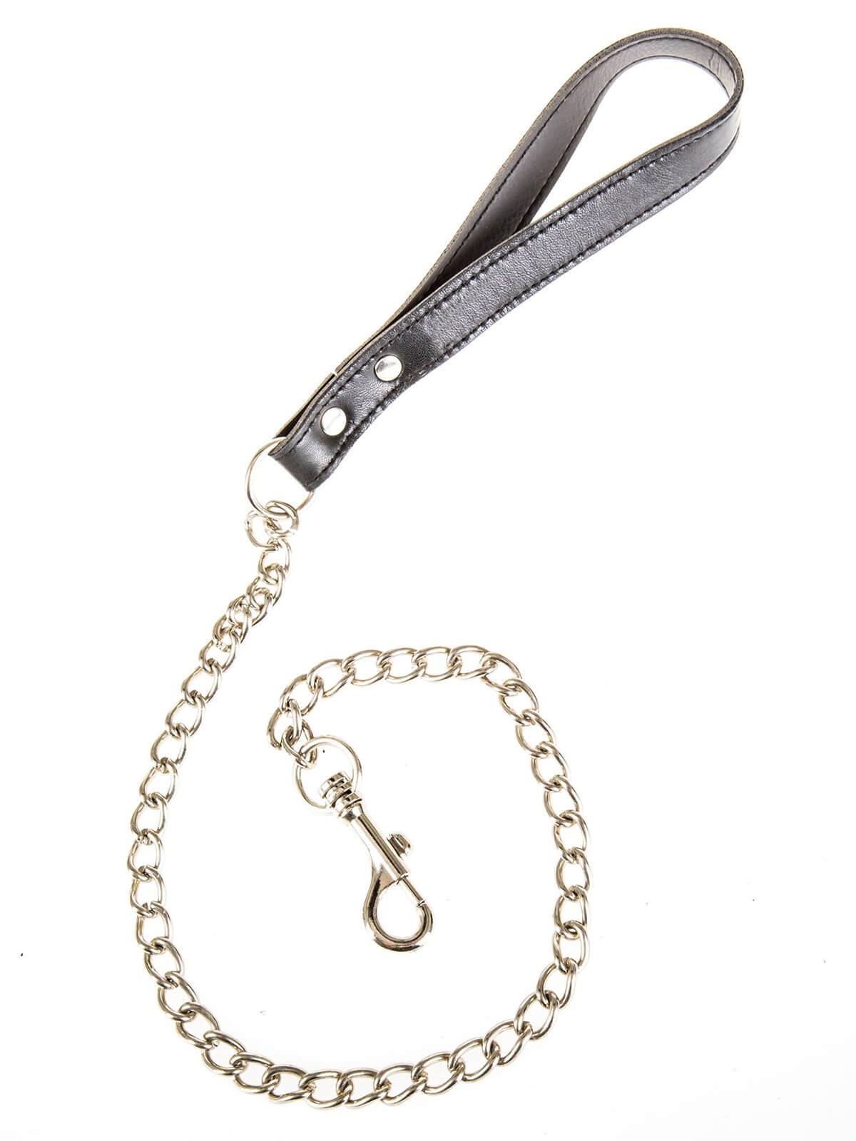 Deluxe Ledergriff mit Kette  – Schwarz