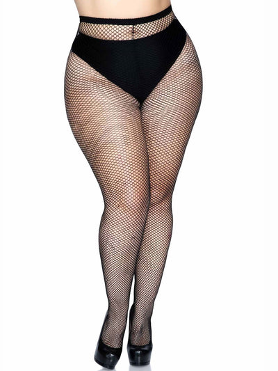 Netzstrumpfhose mit Naht - Queen Size
