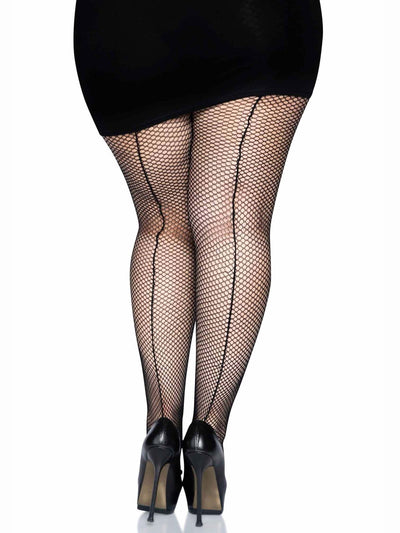 Netzstrumpfhose mit Naht - Queen Size