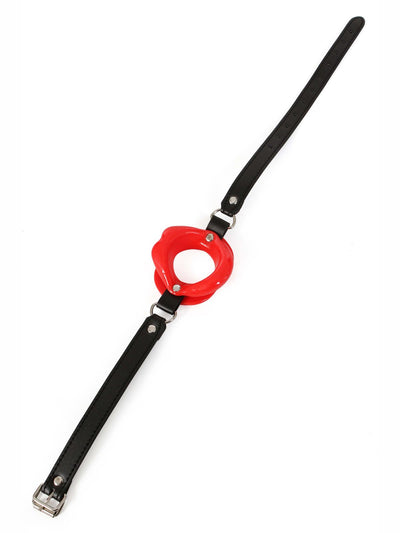 Kunstleder Lippen Knebel – Rot