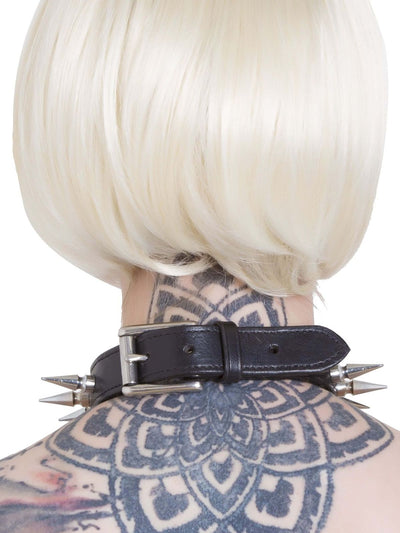 Leder Spike Halsband Schwarz
