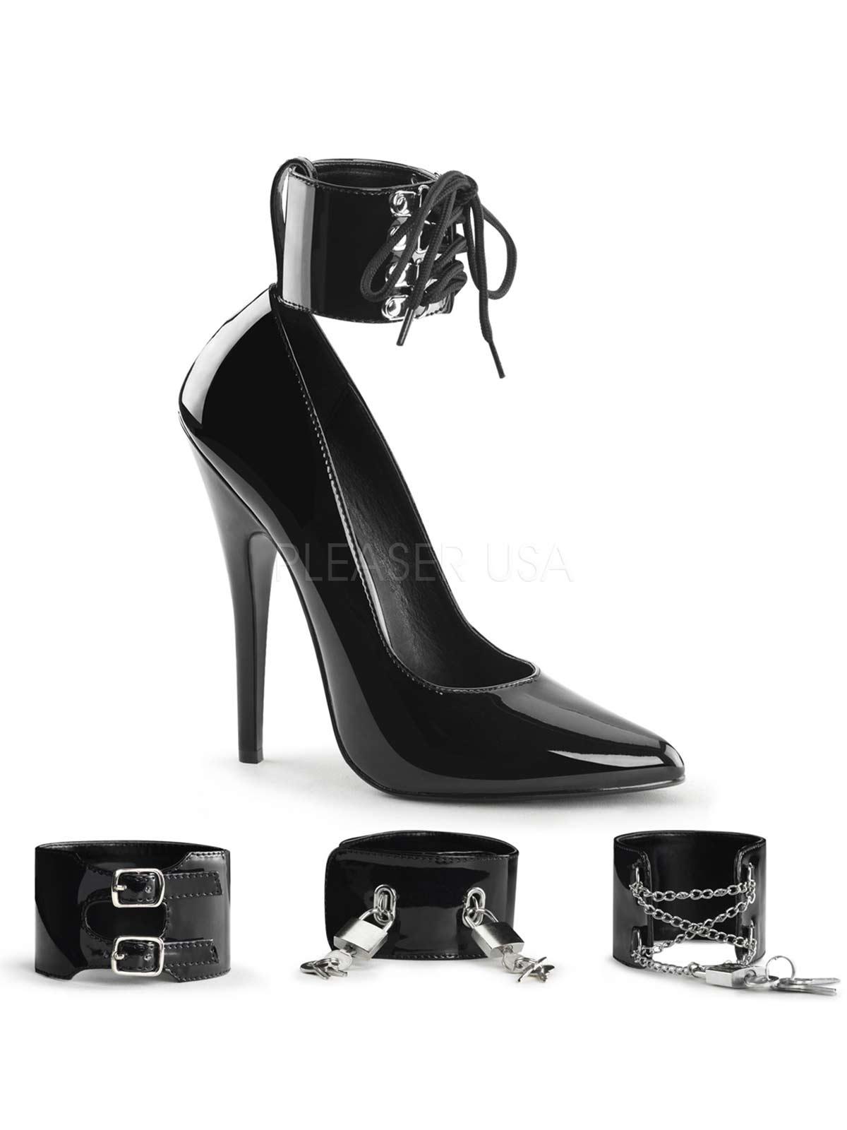 Highheel, abschliessbar, abschliesbarer pump, Highheel, Pump, Lackpump, Lackschuhe, Lackpumps, Pumps, Damenpump, fesselschuh, schloss, abschliessbare schuhe, abschliessbare High heels, schwarz