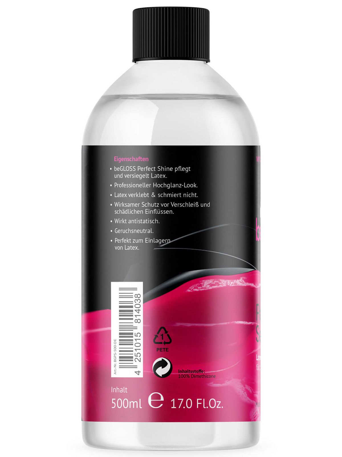 beGLOSS Perfect Shine 500 ml Politur für Gummi- & Latexkleidung, Siliconöl, Silikon öl, Silicon öl, Latexöl, Silikon Öl, latex politur, gummi politur, Silikon, latexpflegemittel, Silikon latex, Gummipolitur, Gummipoliermittel