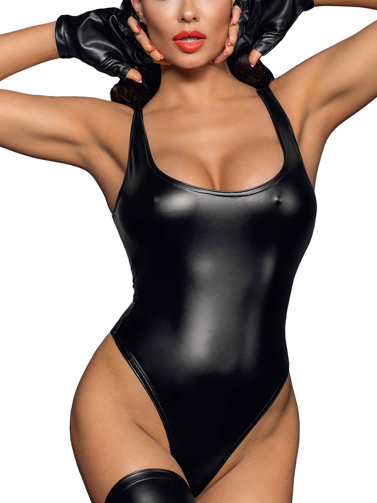 Wetlookbodysuit, Leder body, wetlookbody, Wetlook body, badyanzug, schwarz, Kunstleder damenbody, Kunstlederbody, swimwear Leder Body, Kunstleder body, Leder damenbody, Bodysuit wetlook