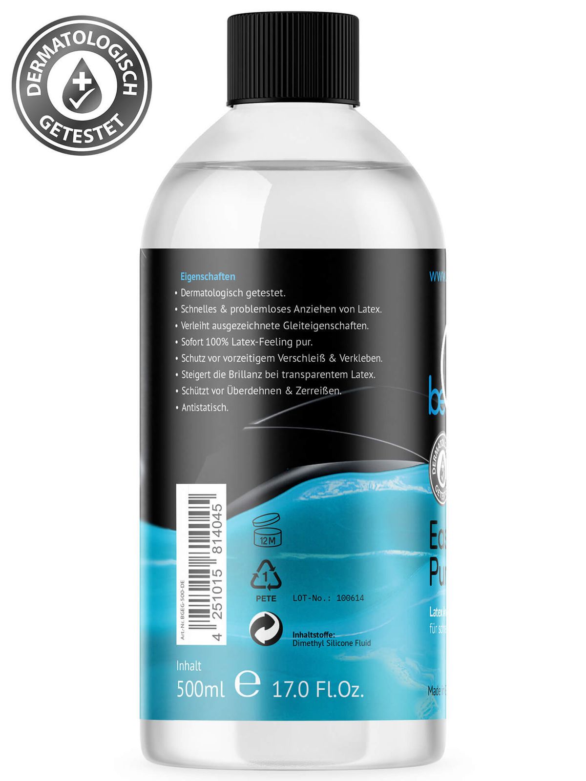 beGLOSS EASY GLIDE 500 ml  Anziehhilfe für Latex- und Gummikleidung, Latex Anziehhilfe, Gummi Anziehhilfe, Latex Pflege, Anziehhilfe latex, latex pflege, Siliconöl, Silikon öl, Silicon öl, Latexöl, latex dressing, latex anziehen