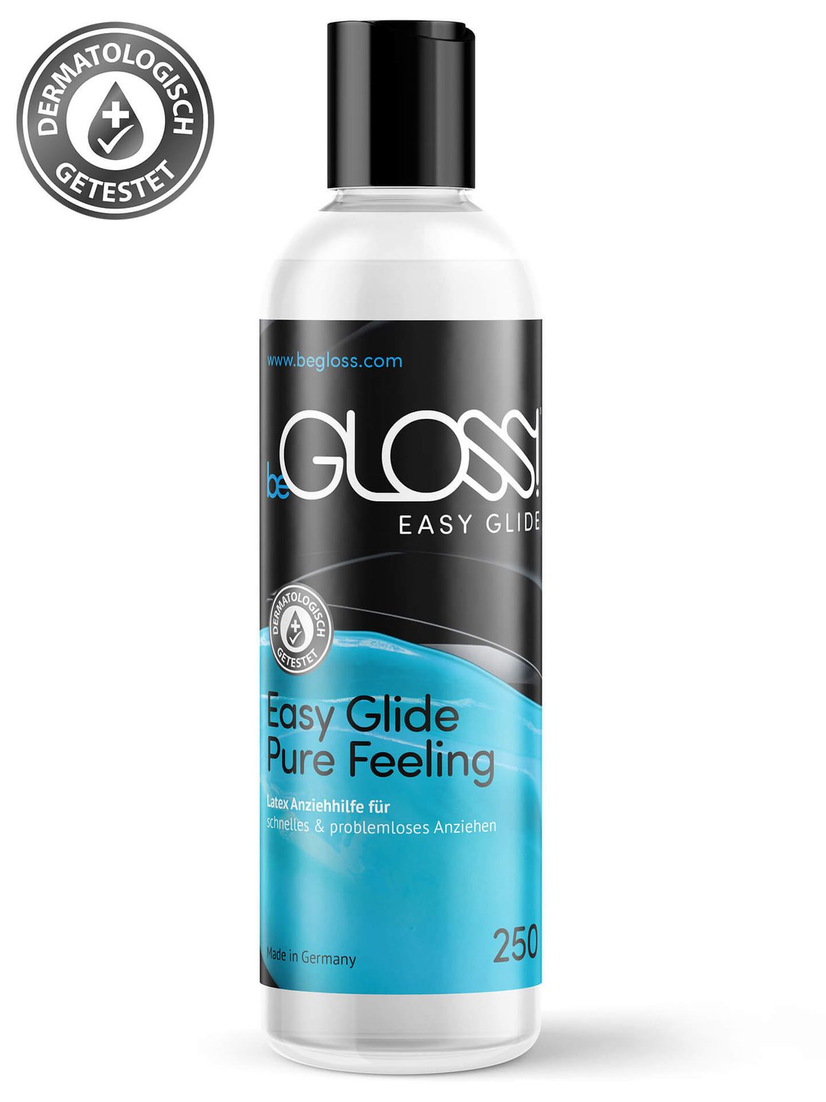 beGLOSS EASY GLIDE 250 ml  Anziehhilfe für Latex- und Gummikleidung, Latex Anziehhilfe, Gummi Anziehhilfe, Latex Pflege, Anziehhilfe latex, latex pflege, Siliconöl, Silikon öl, Silicon öl, Latexöl, latex dressing, latex anziehen