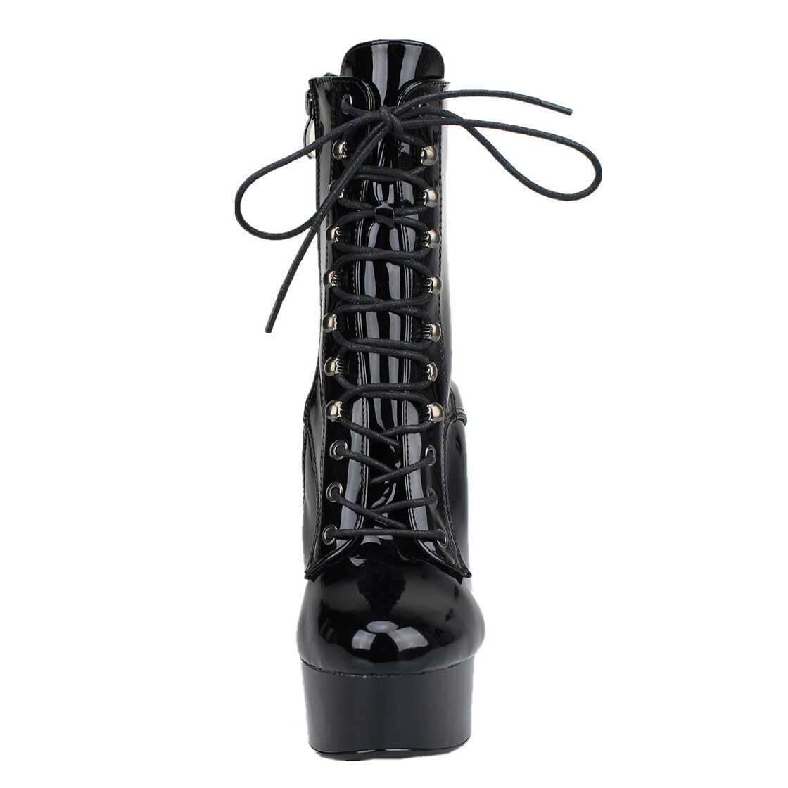 Lack Schwarz Lackleder Stiefel, schwarz