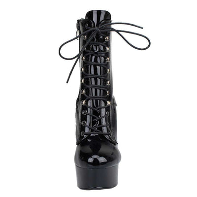 Lack Schwarz Lackleder Stiefel, schwarz