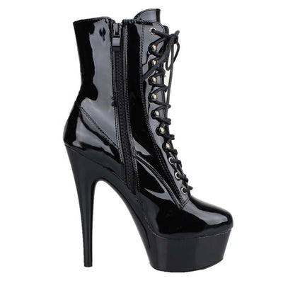 Lack Schwarz Lackleder Stiefel, schwarz