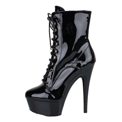 Lack Schwarz Lackleder Stiefel, schwarz