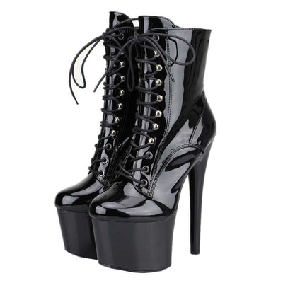 Lack Schwarz Lackleder Stiefel, schwarz