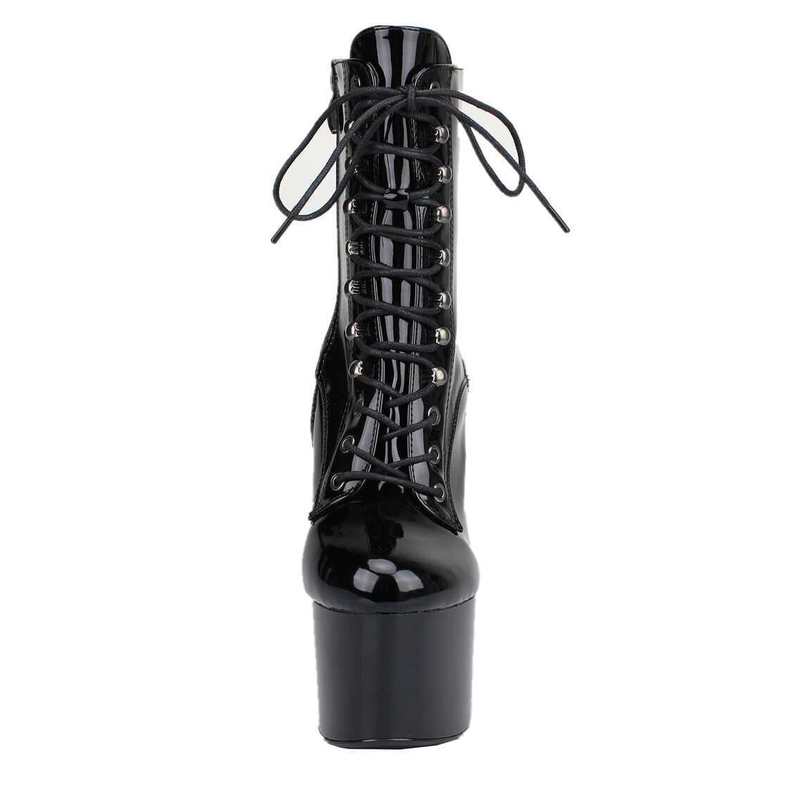 Lack Schwarz Lackleder Stiefel, schwarz