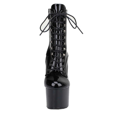 Lack Schwarz Lackleder Stiefel, schwarz