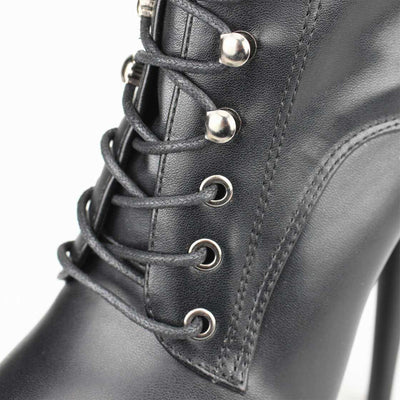 Leder Pleaeau Stiefel, schwarz