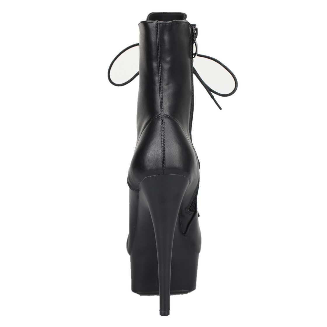 Leder Pleaeau Stiefel, schwarz