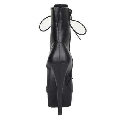 Leder Pleaeau Stiefel, schwarz