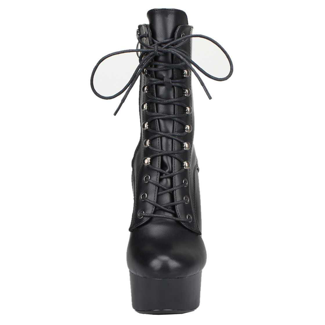 Leder Pleaeau Stiefel, schwarz