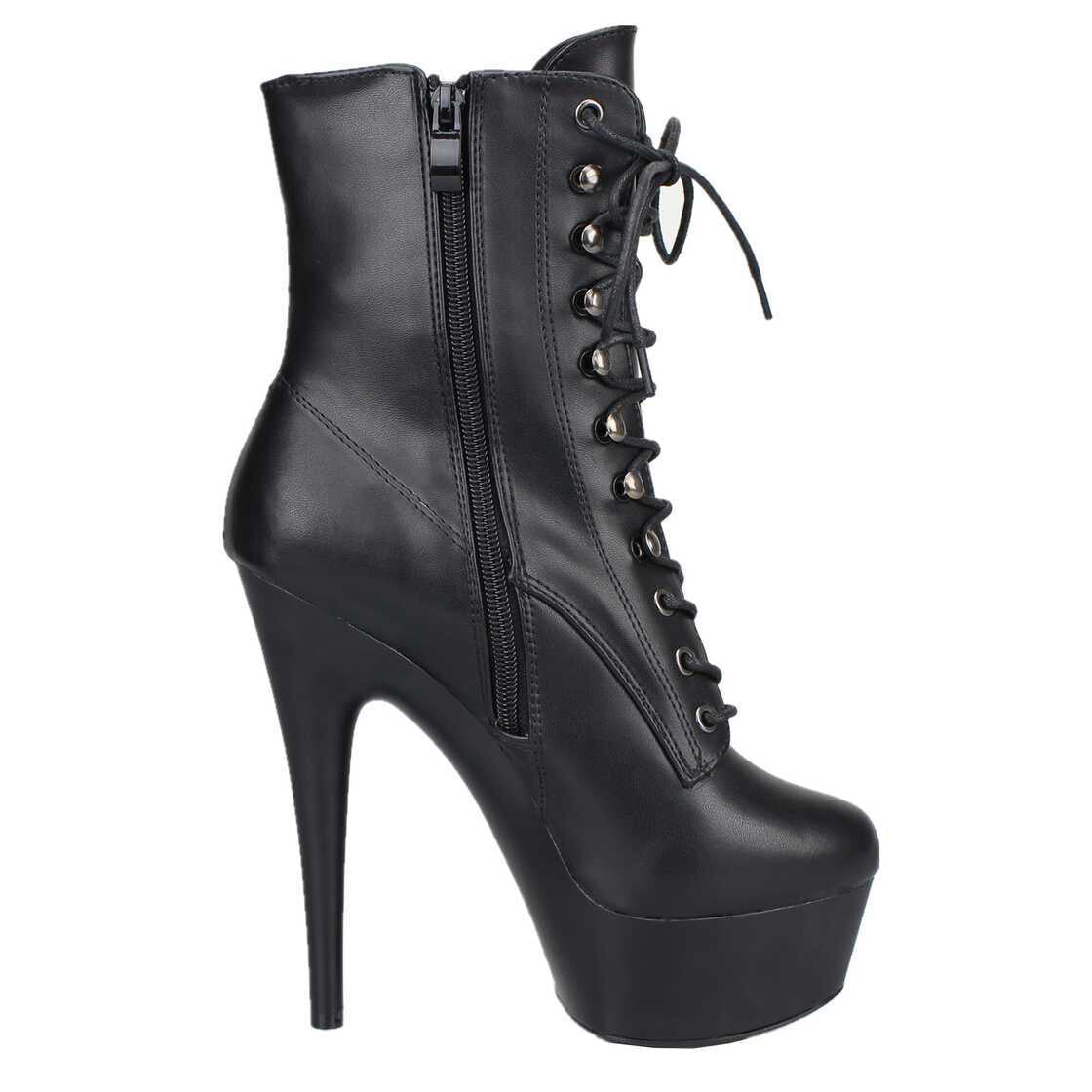 Leder Pleaeau Stiefel, schwarz