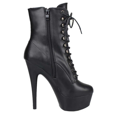 Leder Pleaeau Stiefel, schwarz
