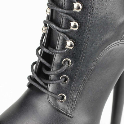 Kunstleder Plateau Stiefel, schwarz