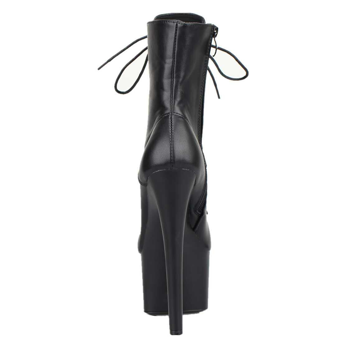 Kunstleder Plateau Stiefel, schwarz