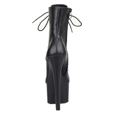 Kunstleder Plateau Stiefel, schwarz