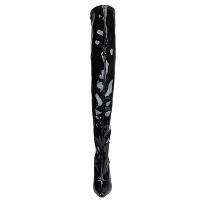 Lack Schwarz Lackleder Stiefel, schwarz