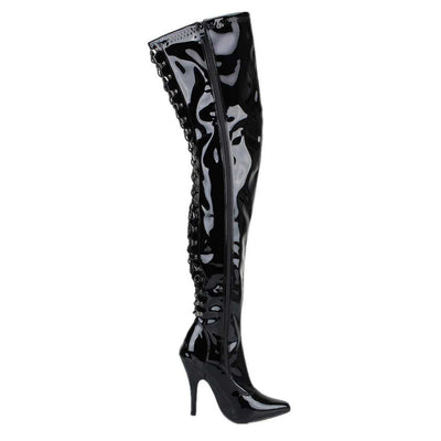 Lack Schwarz Lackleder Stiefel, schwarz