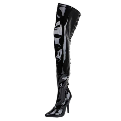 Lack Schwarz Lackleder Stiefel, schwarz