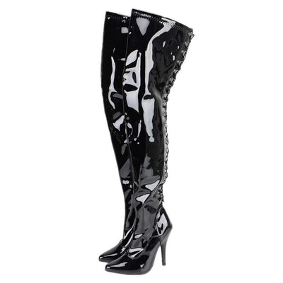 Lack Schwarz Lackleder Stiefel, schwarz