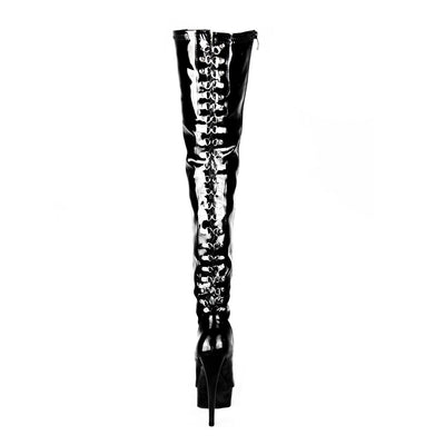 Lack Schwarz Lackleder Plateau Stiefel