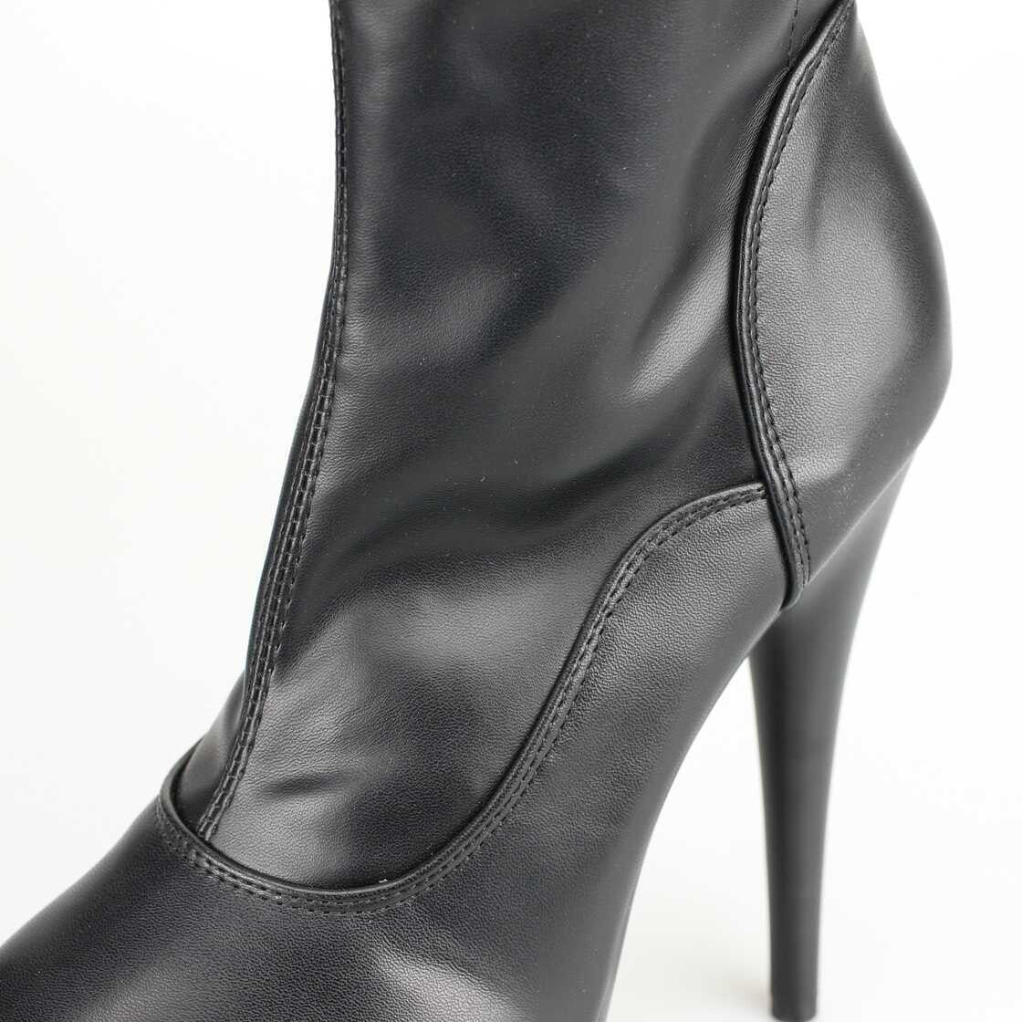 Leder Overknees Stiefel, schwarz