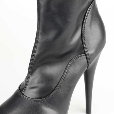 Leder Overknees Stiefel, schwarz