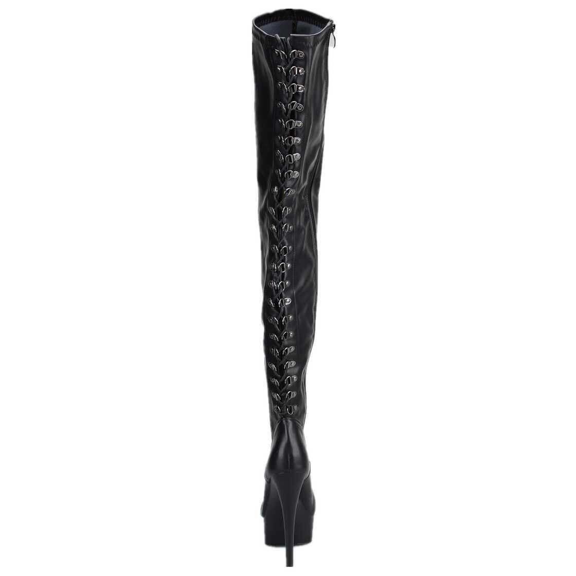 Leder Overknees Stiefel, schwarz