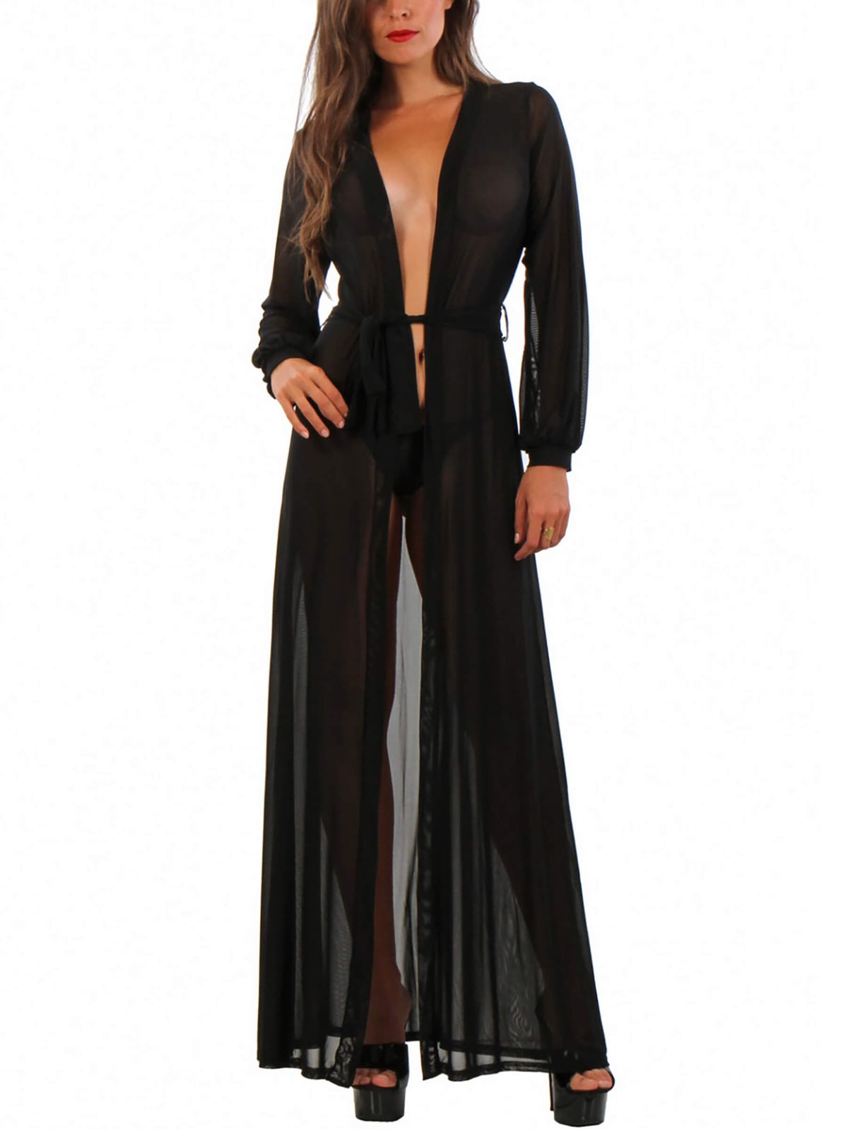 Transparentes Dessous Mantelkleid